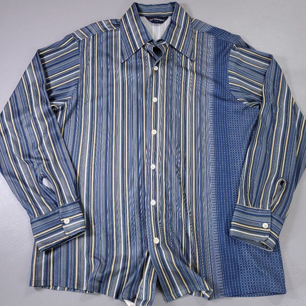 Vintage Donegal Shirt Mens Large Multicolor Striped Long Sleeve Button Up Top